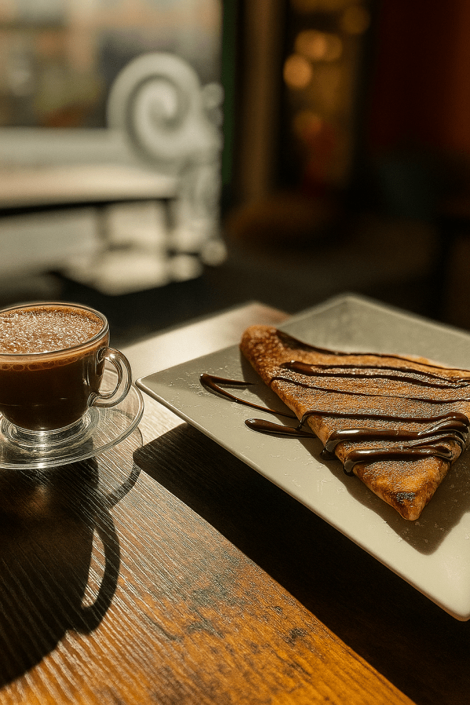 Crêpe gourmande et chocolat chaud au Petit Taillade